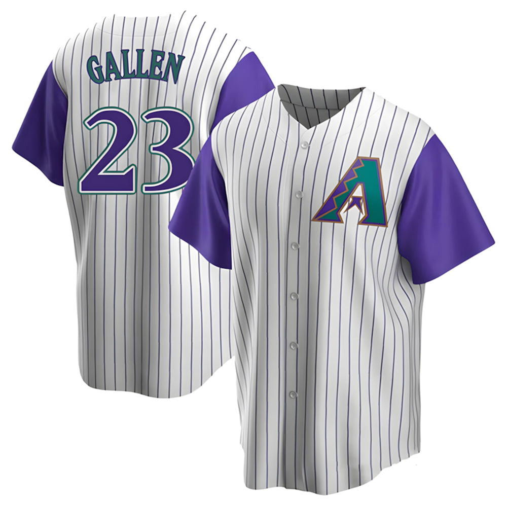 Silnrao A.Diamondbacks #23 Zac Gallen Player White-Purple Replica Stitched Jerseys