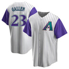 Silnrao A.Diamondbacks #23 Zac Gallen Player White-Purple Replica Stitched Jerseys