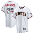 Silnrao A.Diamondbacks #28 Nolan Arenado Player White USA 250 Fourth of July Home Game Stitched Jerseys