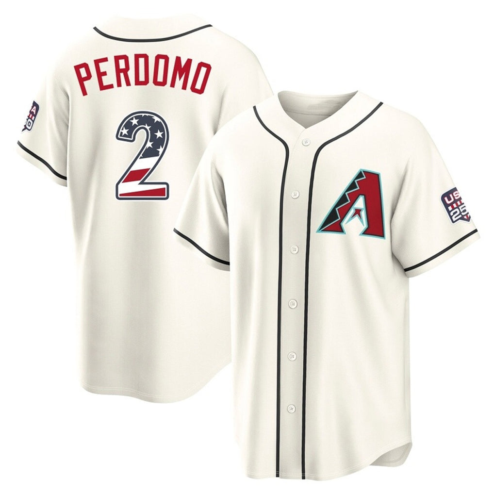 Silnrao A.Diamondbacks #2 Geraldo Perdomo Player Cream USA 250 Fourth of July Home Game Stitched Jerseys