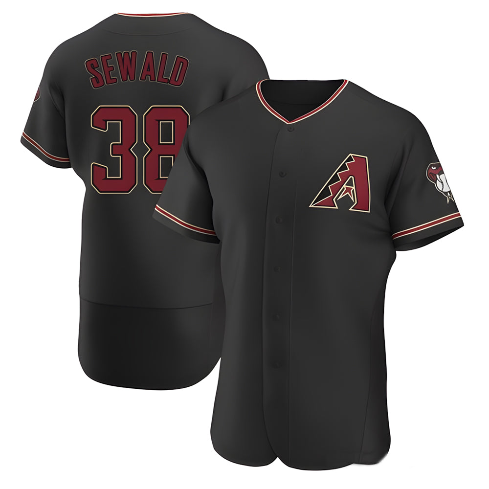 Silnrao A.Diamondbacks #38 Paul Sewald Player  Black Alternate Authentic Stitched Jersey