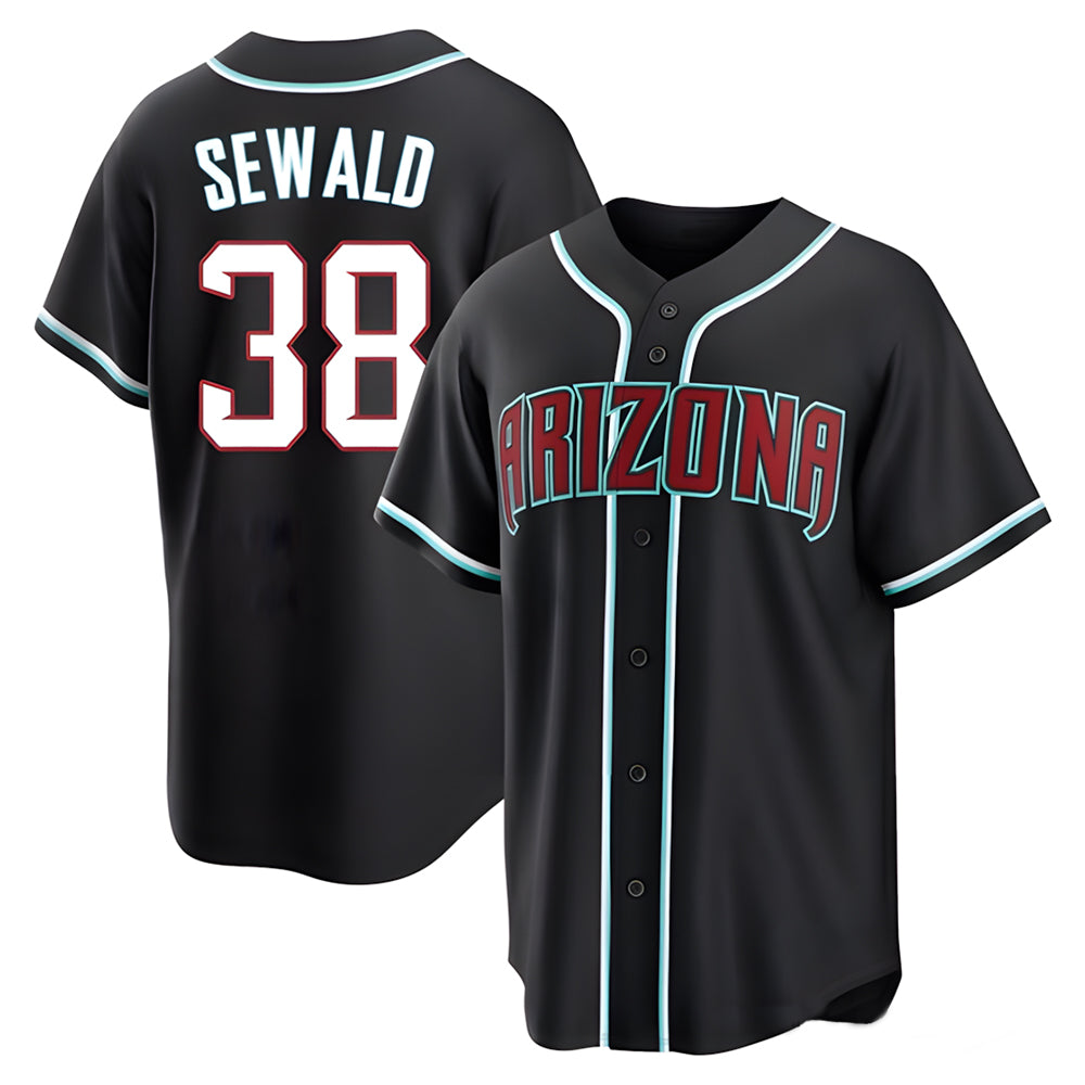 Silnrao A.Diamondbacks #38 Paul Sewald Player  Black Replica Fashion Out Stitched Jersey