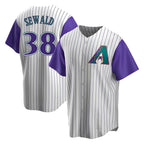 Silnrao A.Diamondbacks #38 Paul Sewald Player  Cream Purple Alternate Cooperstown Collection Stitched Jersey