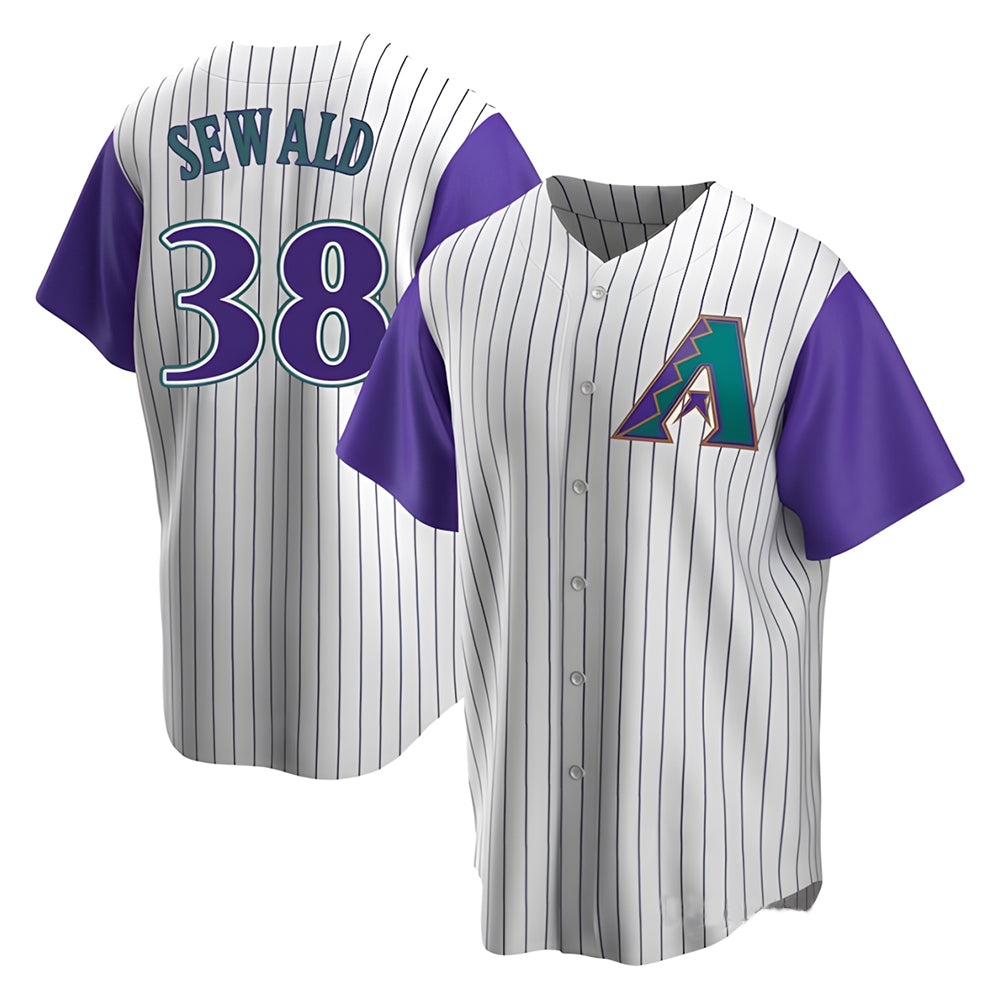 Silnrao A.Diamondbacks #38 Paul Sewald Player  Cream Purple Alternate Cooperstown Collection Stitched Jersey