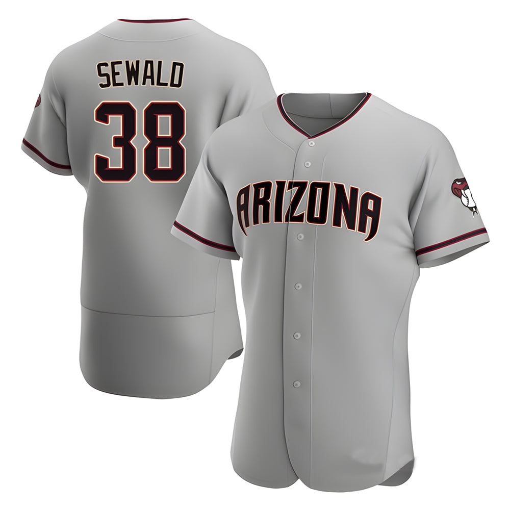 Silnrao A.Diamondbacks #38 Paul Sewald Player Gray Authentic Road Stitched Jersey