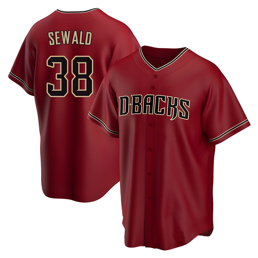 Silnrao A.Diamondbacks #38 Paul Sewald Player Red Alternate Replica Stitched Jersey