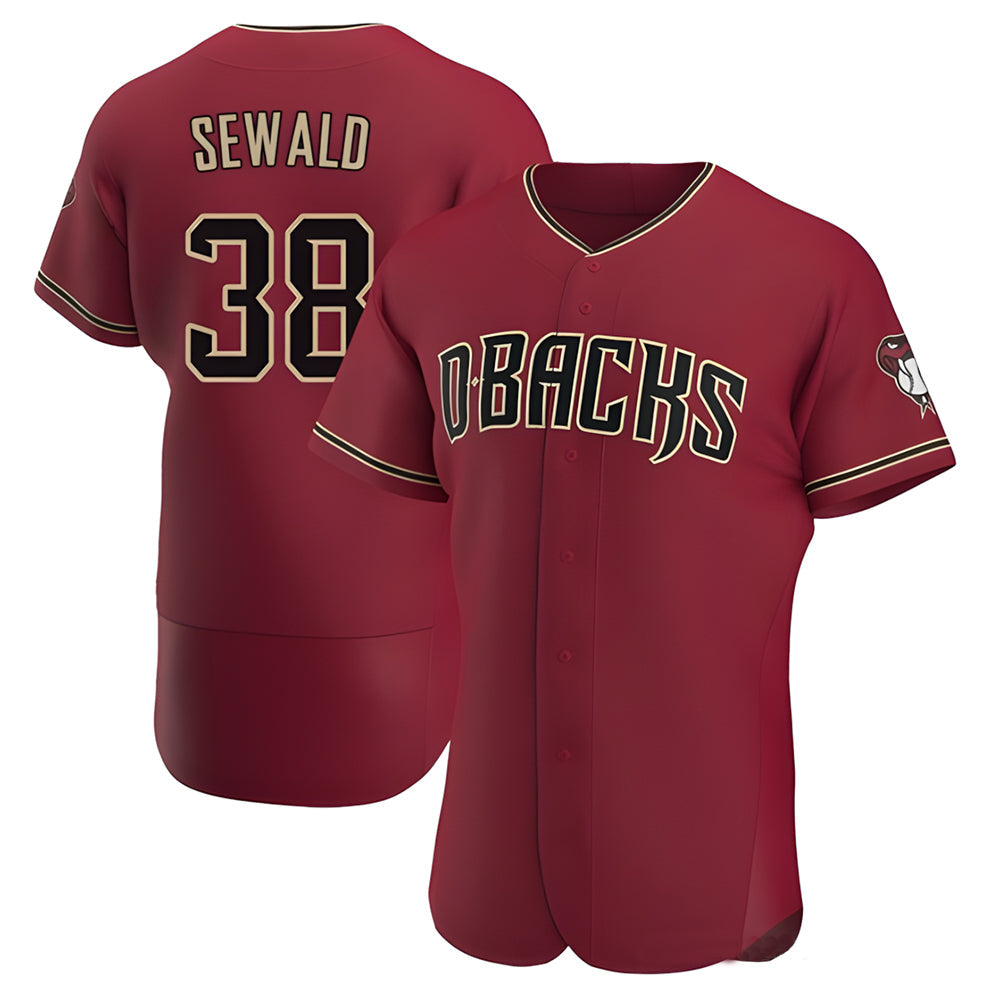 Silnrao A.Diamondbacks #38 Paul Sewald Player Red Crimson Alternate Stitched Jersey