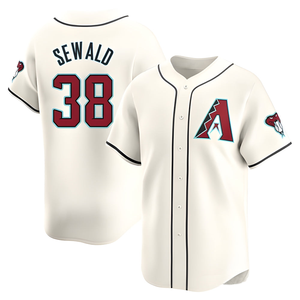 Silnrao A.Diamondbacks #38 Paul Sewald Player White Limited Home Stitched Jersey