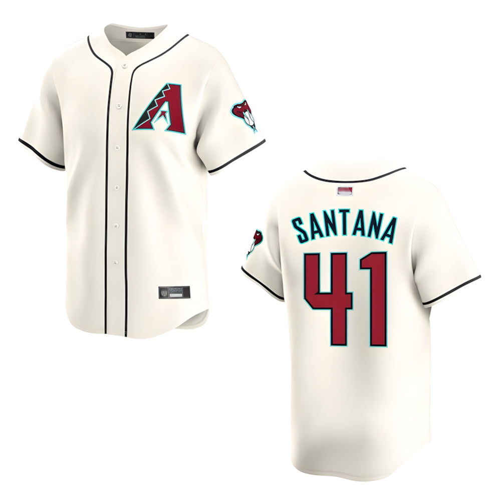 Silnrao A.Diamondbacks #41 Carlos Santana Player Cream game time Stitched Jersey