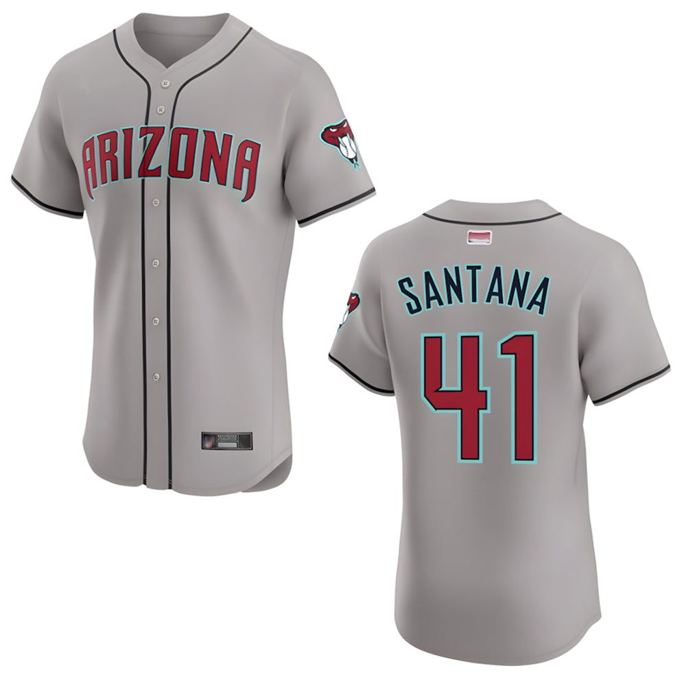 Silnrao A.Diamondbacks #41 Carlos Santana Player Gray game time Stitched Jersey