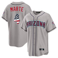 Silnrao A.Diamondbacks #4 Ketel Marte Player Gray USA 250 Fourth of July Home Game Stitched Jerseys