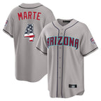 Silnrao A.Diamondbacks #4 Ketel Marte Player Gray USA 250 Fourth of July Home Game Stitched Jerseys
