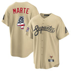 Silnrao A.Diamondbacks #4 Ketel Marte Player Tan USA 250 Fourth of July Home Game Stitched Jerseys