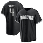 Silnrao A.Diamondbacks #4 Ketel Marte Player Black Pointed collar Replica Game Stitched Jerseys