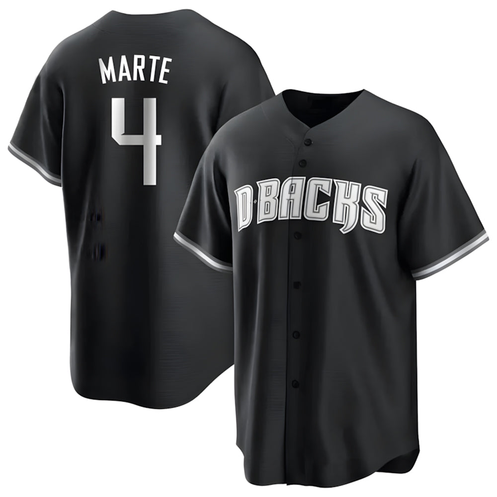 Silnrao A.Diamondbacks #4 Ketel Marte Player Black Pointed collar Replica Game Stitched Jerseys