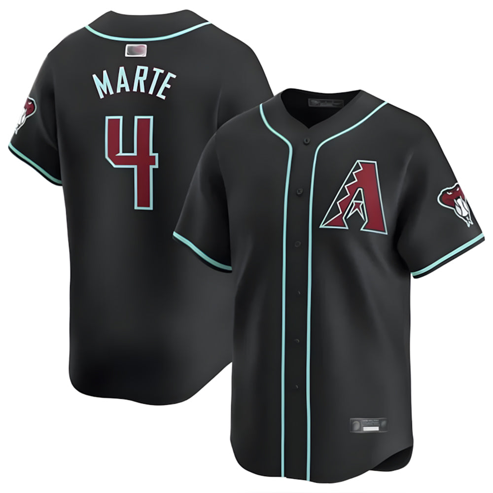 Silnrao A.Diamondbacks #4 Ketel Marte Player Black Replica Game Stitched Jerseys