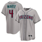 Silnrao A.Diamondbacks #4 Ketel Marte Player Gray Home Game Stitched Jerseys