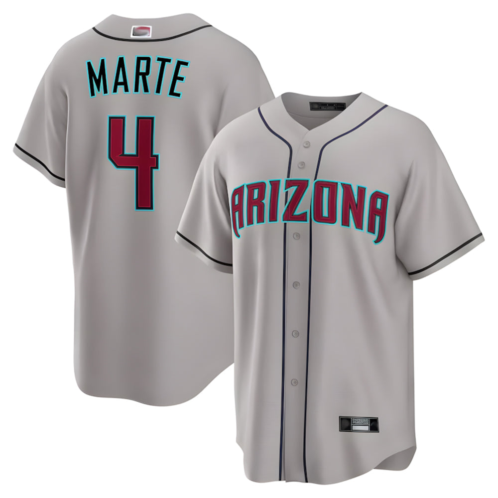 Silnrao A.Diamondbacks #4 Ketel Marte Player Gray Home Game Stitched Jerseys