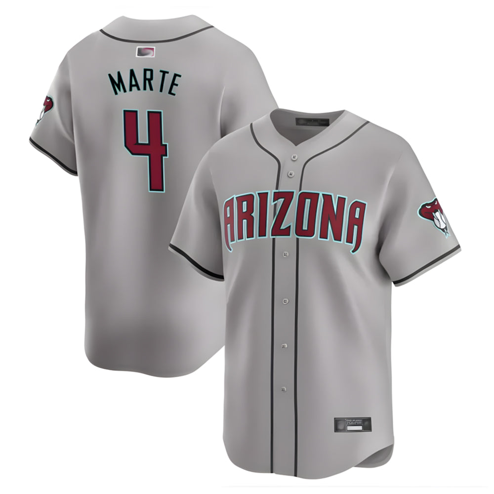 Silnrao A.Diamondbacks #4 Ketel Marte Player Gray Home Game Stitched Jerseys