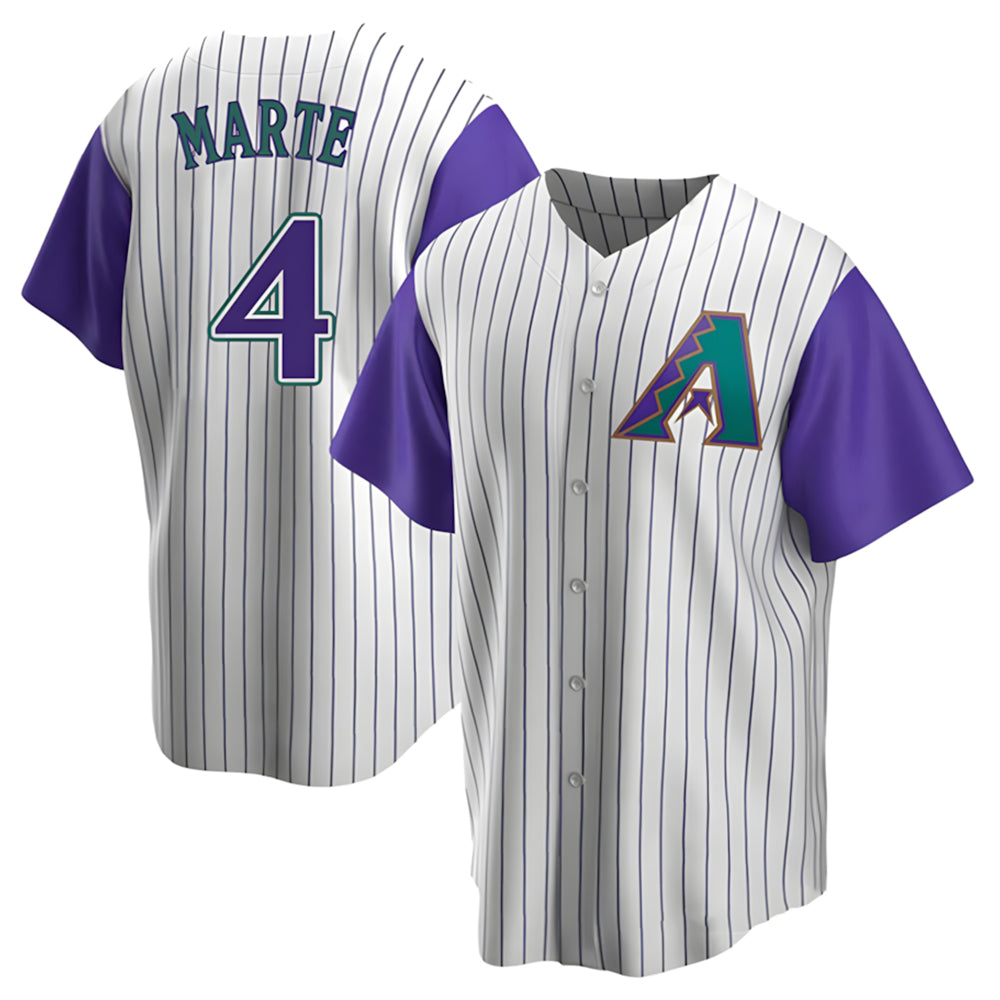 Silnrao A.Diamondbacks #4 Ketel Marte Player White-Purple Limited Stitched Jerseys