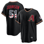 Silnrao A.Diamondbacks #51 Randy Johnson Player Black USA 250 Fourth of July Game Home Stitched Jerseys