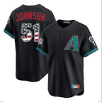 Silnrao A.Diamondbacks #51 Randy Johnson Player Black USA 250 Fourth of July Home Game Stitched Jerseys