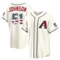 Silnrao A.Diamondbacks #51 Randy Johnson Player Cream USA 250 Fourth of July Home Game Stitched Jerseys