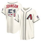 Silnrao A.Diamondbacks #51 Randy Johnson Player Cream USA 250 Fourth of July Home Game Stitched Jerseys