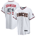 Silnrao A.Diamondbacks #51 Randy Johnson Player White USA 250 Fourth of July Home Game Stitched Jerseys
