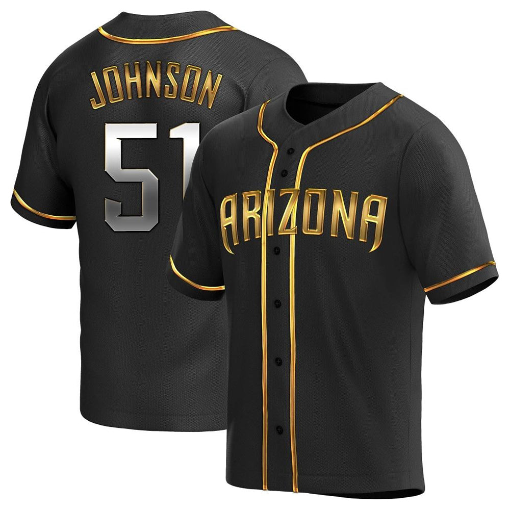 Silnrao A.Diamondbacks #51 Randy Johnson Player Black Golden Replica Alternate Stitched Jerseys