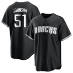 Silnrao A.Diamondbacks #51 Randy Johnson Player Black White Replica Alternate Stitched Jerseys