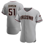 Silnrao A.Diamondbacks #51 Randy Johnson Player Gray Authentic Road Stitched Jerseys