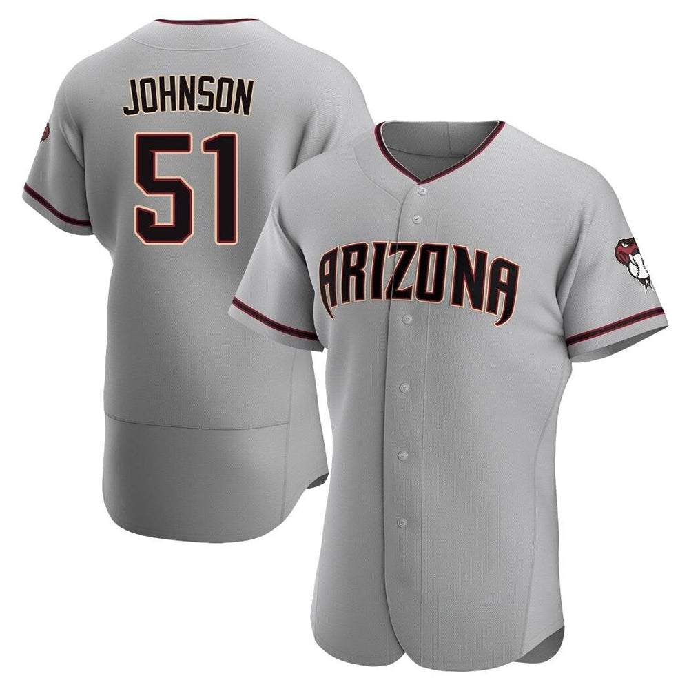 Silnrao A.Diamondbacks #51 Randy Johnson Player Gray Authentic Road Stitched Jerseys