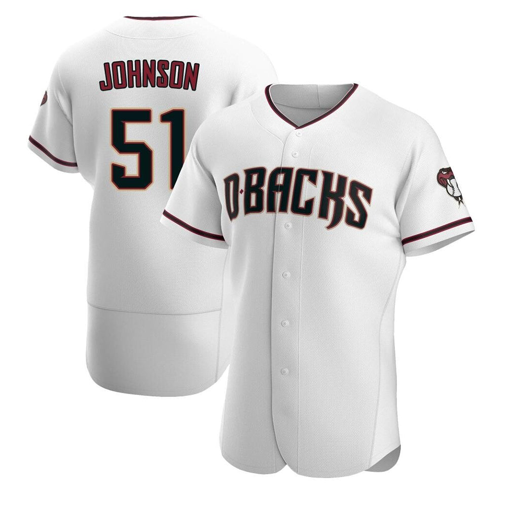 Silnrao A.Diamondbacks #51 Randy Johnson White Authentic Crimson Home Stitched Jerseys