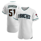 Silnrao A.Diamondbacks #51 Randy Johnson White Teal Alternate Authentic Stitched Jerseys