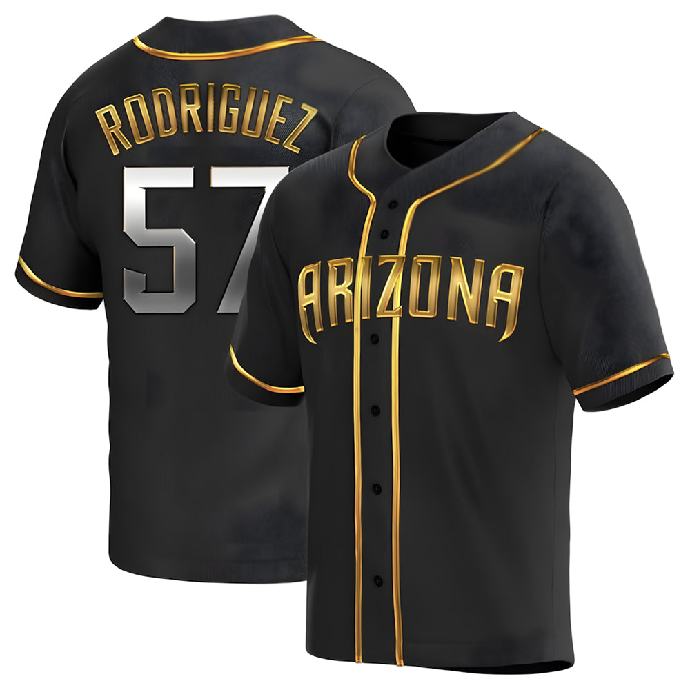 Silnrao A.Diamondbacks #57 Eduardo Rodriguez Player Black Golden Replica Alternate Stitched Jersey