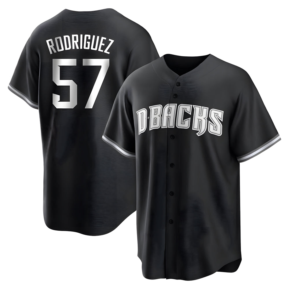Silnrao A.Diamondbacks #57 Eduardo Rodriguez Player Black White Replica Alternate Stitched Jersey