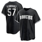 Silnrao A.Diamondbacks #57 Eduardo Rodriguez Player Black White Replica Alternate Stitched Jersey