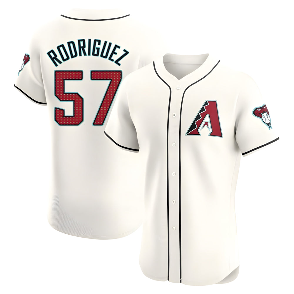 Silnrao A.Diamondbacks #57 Eduardo Rodriguez Player Cream Elite Home Stitched Jersey