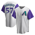 Silnrao A.Diamondbacks #57 Eduardo Rodriguez Player  Cream Purple Replica Alternate Cooperstown Collection Stitched Jersey