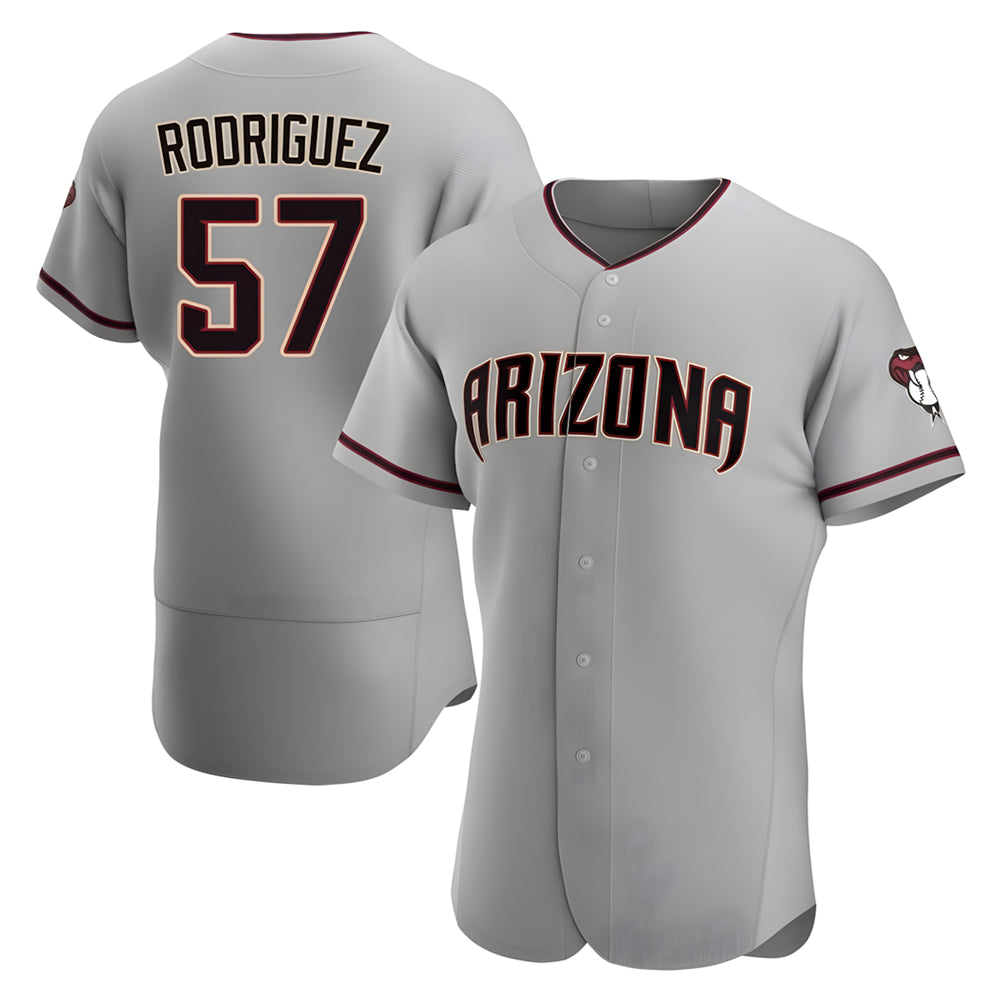Silnrao A.Diamondbacks #57 Eduardo Rodriguez Player Gray Road Stitched Jersey