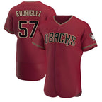 Silnrao A.Diamondbacks #57 Eduardo Rodriguez Player Red Authentic Crimson Stitched Jersey