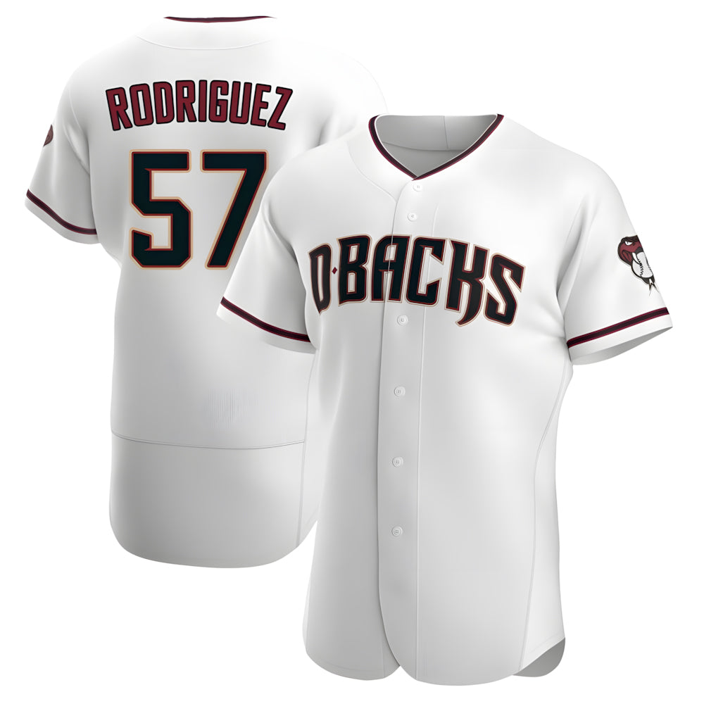 Silnrao A.Diamondbacks #57 Eduardo Rodriguez Player White Crimson Home Stitched Jersey