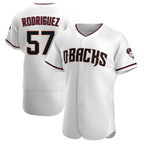 Silnrao A.Diamondbacks #57 Eduardo Rodriguez Player White Crimson Home Stitched Jersey