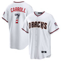 Silnrao A.Diamondbacks #7 Corbin Carroll Player White USA 250 Fourth of July Home Game Stitched Jerseys