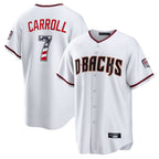 Silnrao A.Diamondbacks #7 Corbin Carroll Player White USA 250 Fourth of July Home Game Stitched Jerseys