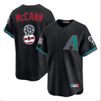 Silnrao A.Diamondbacks #8 James McCann Player Black USA 250 Fourth of July Home Game Stitched Jerseys