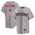 Silnrao A.Diamondbacks #8 James McCann Player Gray USA 250 Fourth of July Home Game Stitched Jerseys