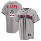 Silnrao A.Diamondbacks #8 James McCann Player Gray USA 250 Fourth of July Home Game Stitched Jerseys