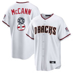 Silnrao A.Diamondbacks #8 James McCann Player White USA 250 Fourth of July Home Game Stitched Jerseys